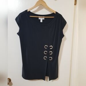 Joseph Ribkoff Black Top Grommet Detail Tunic 14